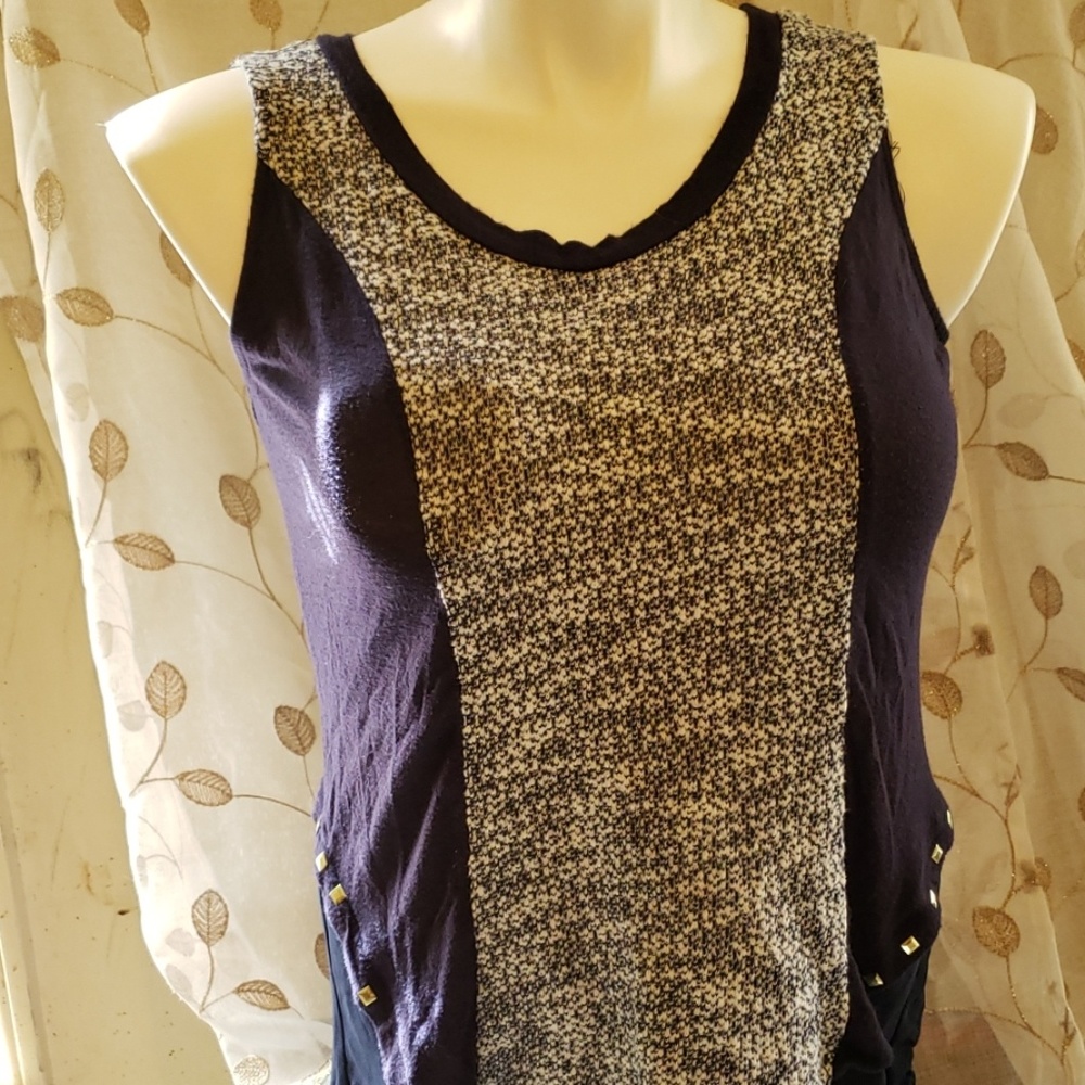 Blue and grey embellished t shirt